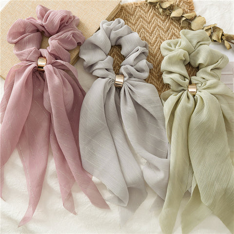Vintage scarf, bowknot Women Hair Ponytail Holder, Rubber Serpentine Summer headbands Elastic Hair ties for Girls