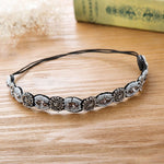 Vintage Bohemian Turquoise Beaded Hairband Rhinestone Elastic Headband for Womens Fashion Handmade Shiny Headwear Party Headwear