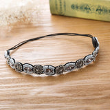 Vintage Bohemian Turquoise Beaded Hairband Rhinestone Elastic Headband for Womens Fashion Handmade Shiny Headwear Party Headwear