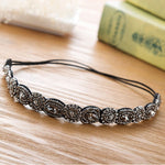 Vintage Bohemian Turquoise Beaded Hairband Rhinestone Elastic Headband for Womens Fashion Handmade Shiny Headwear Party Headwear