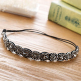 Vintage Bohemian Turquoise Beaded Hairband Rhinestone Elastic Headband for Womens Fashion Handmade Shiny Headwear Party Headwear