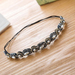 Vintage Bohemian Turquoise Beaded Hairband Rhinestone Elastic Headband for Womens Fashion Handmade Shiny Headwear Party Headwear