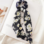New Women Ribbon Flower Point Printed Scrunchies Elastic Fashion Hair Bands Headwear Girls Elegant Hair Accessories Hair Gum