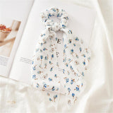 New Women Ribbon Flower Point Printed Scrunchies Elastic Fashion Hair Bands Headwear Girls Elegant Hair Accessories Hair Gum