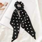 New Women Ribbon Flower Point Printed Scrunchies Elastic Fashion Hair Bands Headwear Girls Elegant Hair Accessories Hair Gum