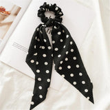 New Women Ribbon Flower Point Printed Scrunchies Elastic Fashion Hair Bands Headwear Girls Elegant Hair Accessories Hair Gum