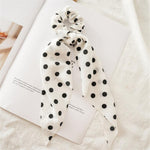 New Women Ribbon Flower Point Printed Scrunchies Elastic Fashion Hair Bands Headwear Girls Elegant Hair Accessories Hair Gum