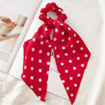 New Women Ribbon Flower Point Printed Scrunchies Elastic Fashion Hair Bands Headwear Girls Elegant Hair Accessories Hair Gum