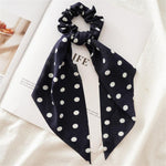 New Women Ribbon Flower Point Printed Scrunchies Elastic Fashion Hair Bands Headwear Girls Elegant Hair Accessories Hair Gum