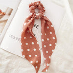 New Women Ribbon Flower Point Printed Scrunchies Elastic Fashion Hair Bands Headwear Girls Elegant Hair Accessories Hair Gum
