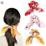 Creative Satin Hair Ties Leopard Hair Ropes Knotted Rabbit Ear Scrunchies Long Streamer Ponytail Holder Female Hair Accessories