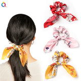 Creative Satin Hair Ties Leopard Hair Ropes Knotted Rabbit Ear Scrunchies Long Streamer Ponytail Holder Female Hair Accessories