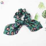 Creative Satin Hair Ties Leopard Hair Ropes Knotted Rabbit Ear Scrunchies Long Streamer Ponytail Holder Female Hair Accessories