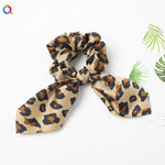 Creative Satin Hair Ties Leopard Hair Ropes Knotted Rabbit Ear Scrunchies Long Streamer Ponytail Holder Female Hair Accessories