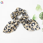 Creative Satin Hair Ties Leopard Hair Ropes Knotted Rabbit Ear Scrunchies Long Streamer Ponytail Holder Female Hair Accessories