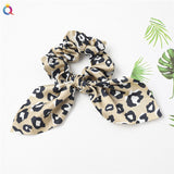 Creative Satin Hair Ties Leopard Hair Ropes Knotted Rabbit Ear Scrunchies Long Streamer Ponytail Holder Female Hair Accessories