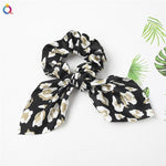 Creative Satin Hair Ties Leopard Hair Ropes Knotted Rabbit Ear Scrunchies Long Streamer Ponytail Holder Female Hair Accessories