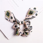Creative Satin Hair Ties Leopard Hair Ropes Knotted Rabbit Ear Scrunchies Long Streamer Ponytail Holder Female Hair Accessories