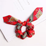 Creative Satin Hair Ties Leopard Hair Ropes Knotted Rabbit Ear Scrunchies Long Streamer Ponytail Holder Female Hair Accessories