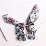 Creative Satin Hair Ties Leopard Hair Ropes Knotted Rabbit Ear Scrunchies Long Streamer Ponytail Holder Female Hair Accessories