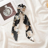 New Women Ribbon Flower Point Printed Scrunchies Elastic Fashion Hair Bands Headwear Girls Elegant Hair Accessories Hair Gum