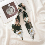 New Women Ribbon Flower Point Printed Scrunchies Elastic Fashion Hair Bands Headwear Girls Elegant Hair Accessories Hair Gum