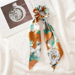 New Women Ribbon Flower Point Printed Scrunchies Elastic Fashion Hair Bands Headwear Girls Elegant Hair Accessories Hair Gum