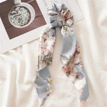 New Women Ribbon Flower Point Printed Scrunchies Elastic Fashion Hair Bands Headwear Girls Elegant Hair Accessories Hair Gum