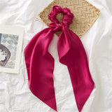 New Women Ribbon Flower Point Printed Scrunchies Elastic Fashion Hair Bands Headwear Girls Elegant Hair Accessories Hair Gum