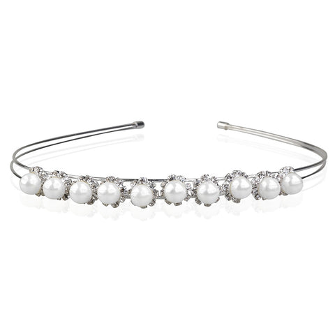 Women's Wedding Bridal Pearls Rhinestone Hair Band Headband Tiara Headdress