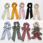 Newly Vintage Women stripe Hair Scarf Bowknot Streamers Scrunchies Ponytail Holder Girls Summer Headbands Elastic Hair band