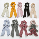 Newly Vintage Women stripe Hair Scarf Bowknot Streamers Scrunchies Ponytail Holder Girls Summer Headbands Elastic Hair band