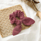 Newly Vintage Women stripe Hair Scarf Bowknot Streamers Scrunchies Ponytail Holder Girls Summer Headbands Elastic Hair band