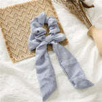 Newly Vintage Women stripe Hair Scarf Bowknot Streamers Scrunchies Ponytail Holder Girls Summer Headbands Elastic Hair band