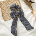 Newly Vintage Women stripe Hair Scarf Bowknot Streamers Scrunchies Ponytail Holder Girls Summer Headbands Elastic Hair band