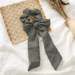 Newly Vintage Women stripe Hair Scarf Bowknot Streamers Scrunchies Ponytail Holder Girls Summer Headbands Elastic Hair band