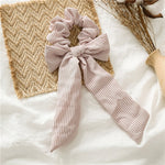 Newly Vintage Women stripe Hair Scarf Bowknot Streamers Scrunchies Ponytail Holder Girls Summer Headbands Elastic Hair band