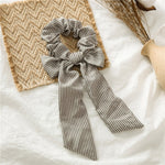 Newly Vintage Women stripe Hair Scarf Bowknot Streamers Scrunchies Ponytail Holder Girls Summer Headbands Elastic Hair band